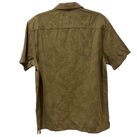 Scotch & Soda Green Patterned Embroidered Short Sleeve Button Down Medium - Picture 2 of 7